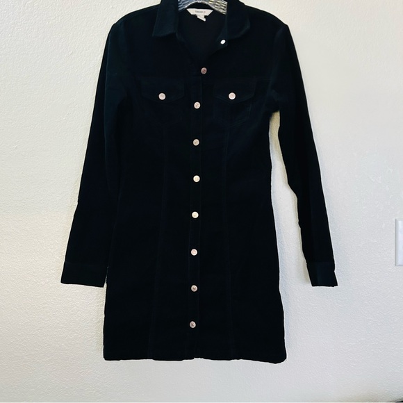 Forever 21 Dress Coat Corduroy Button-Up Black Long Sleeve Black Color Size S - Picture 3 of 13